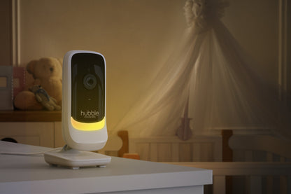 Hubble-Connected Night Light Listen Glow Audio Baby Monitor -White