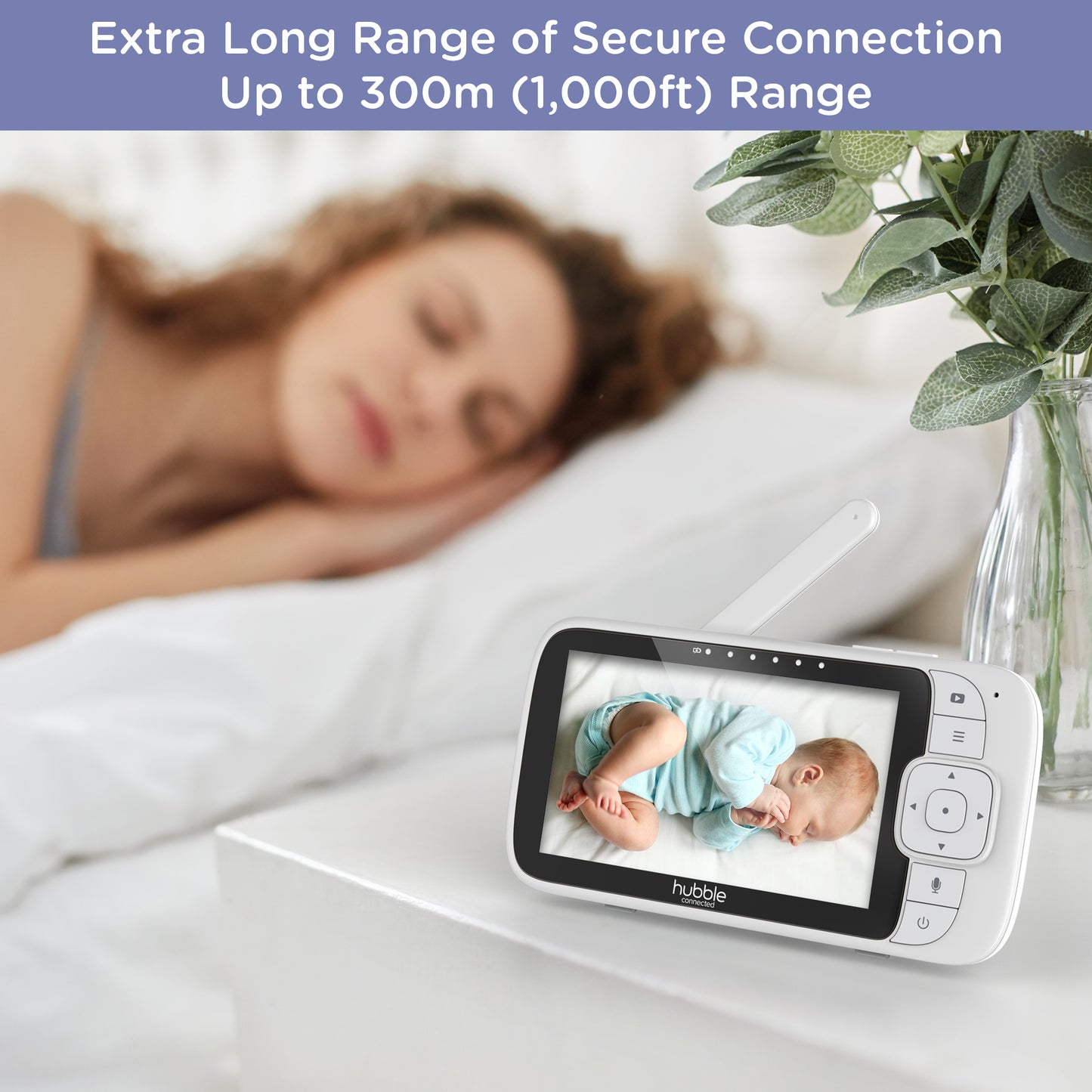 Hubble-Connected Nursery View Twin Cameras Video Baby Monitor-White