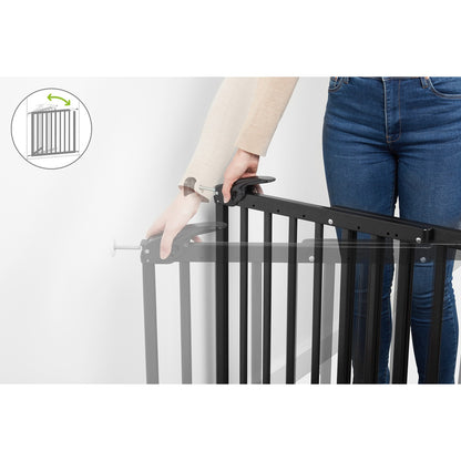 Badabulle - Deco Pop Wooden Extending Safety Gate | 63 To 106Cm Wide | Pressure Fit Or Screw Mounted, Black