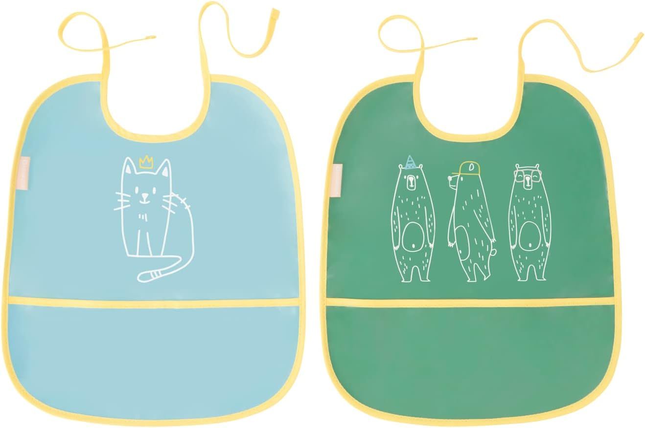 Badabulle Set Of 2 Soft Bibs, Waterproof With Recuperator