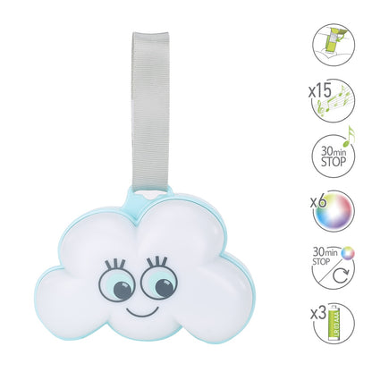 Badabulle Cloud Night Light, Fits On All Surfaces With Velcro Fastener, 15 Lullabies, 6 Light Colours, 30 Mins Auto Shut-Off