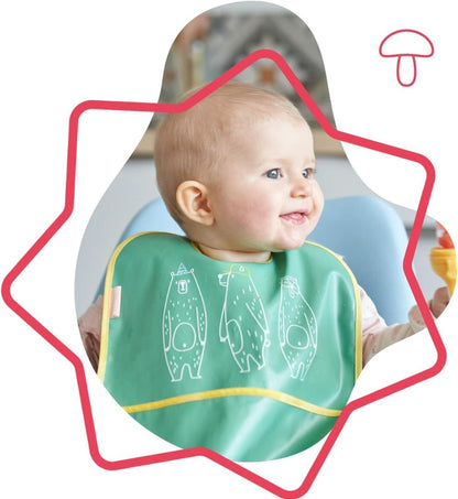 Badabulle Set Of 2 Soft Bibs, Waterproof With Recuperator