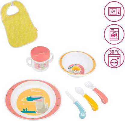 Badabulle - Yummy 7-Piece Crockery Set | For Kids & Toddlers - Coral