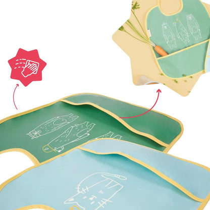 Badabulle Set Of 2 Soft Bibs, Waterproof With Recuperator