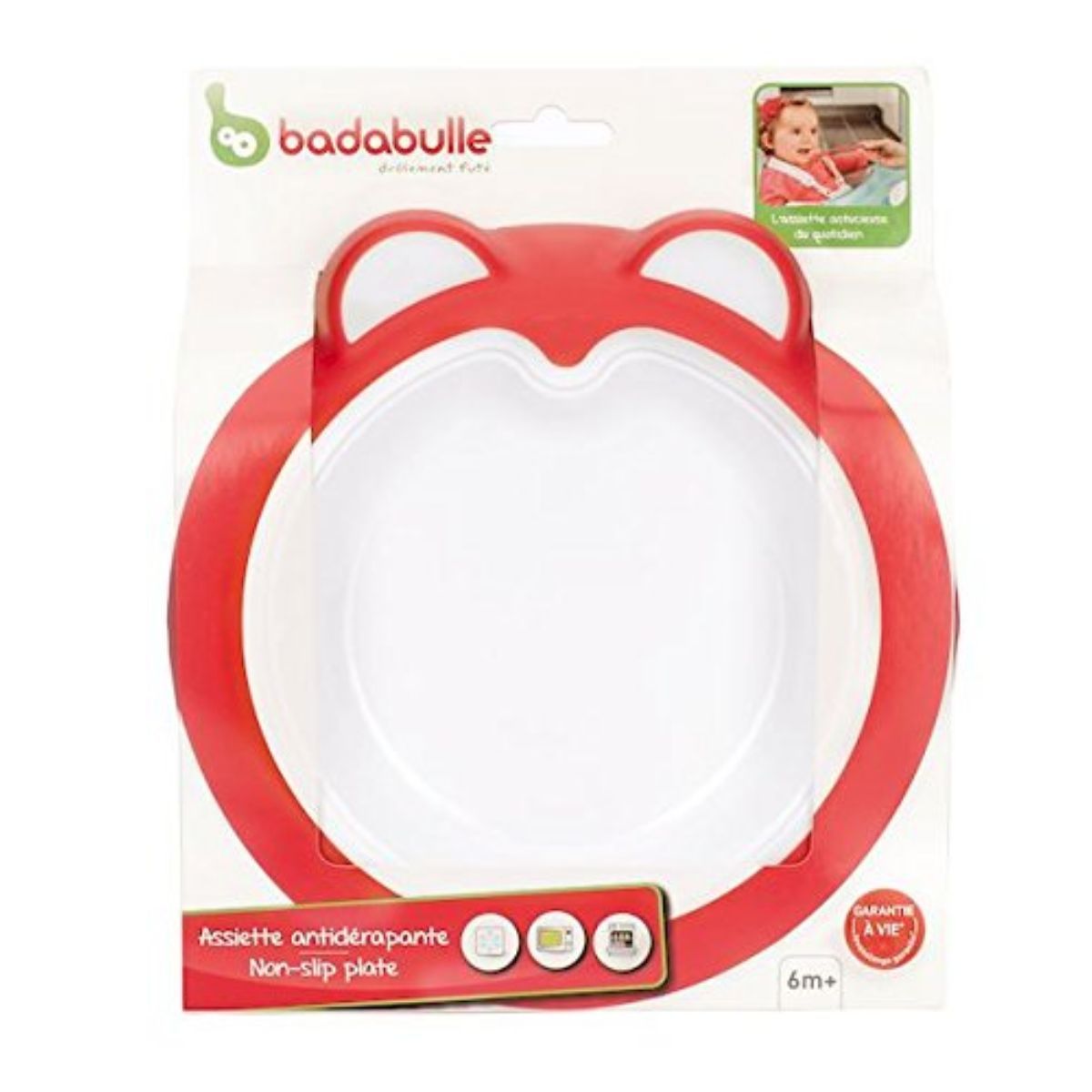 Badabulle - Anti Slip Plate - Intense Pink, 0+ Month