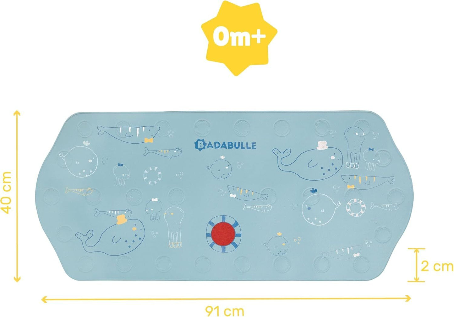 Badabulle - Xxl Baby Bath Mat | Temperature Display, Non Slip, Anti Mould Buildup, Newborn Shower | Bath Tub, Shower Mat, Infant Bathing Accessory | Multicolor