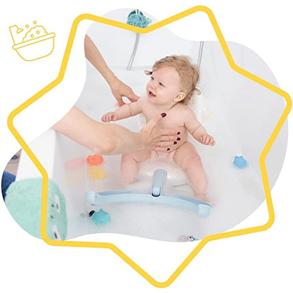 Badabulle - Foldable Bath Seat | Ring Style Backrest And Non-Slip Base, Adjustable, Opening Design, Anti Mould Build Up | Newborn & Infant Bath Accessory | Easy To Store - Blue