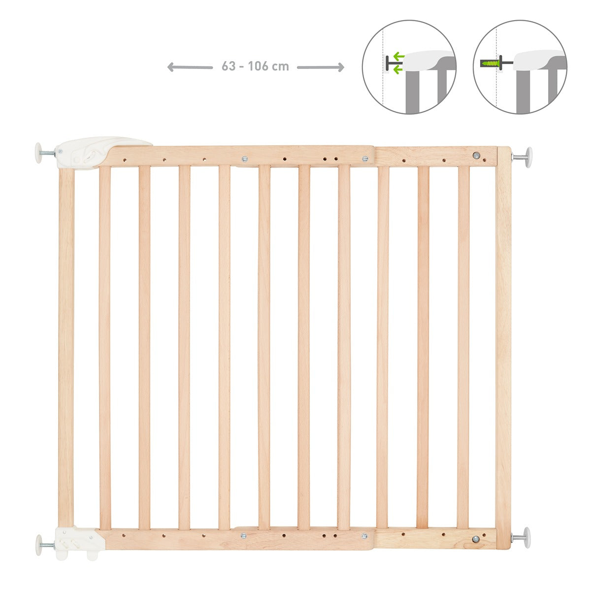 Badabulle - Deco Pop Wooden Extending Safety Gate | 63 To 106Cm Wide | Pressure Fit Or Screw Mounted