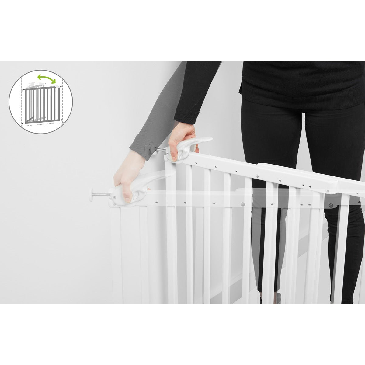 Badabulle - Deco Pop Wooden Extending Safety Gate | 63 To 106Cm Wide | Pressure Fit Or Screw Mounted, White