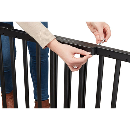 Badabulle - Deco Pop Wooden Extending Safety Gate | 63 To 106Cm Wide | Pressure Fit Or Screw Mounted, Black