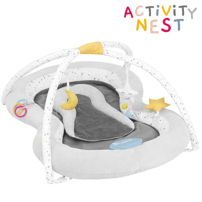 Badabulle Baby Plush Playmat Activity Gym With Removable Multisensory Double Arch - 50 X 40 X 23 Cm