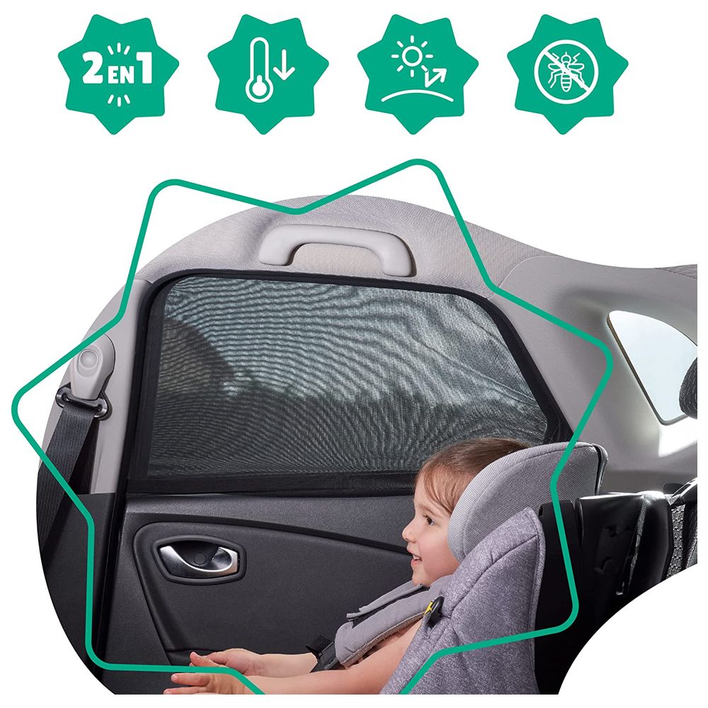 Badabulle - Car Window Shades For Baby | Car Sun Shade For Babies & Toddlers | Pack Of 2 - Black