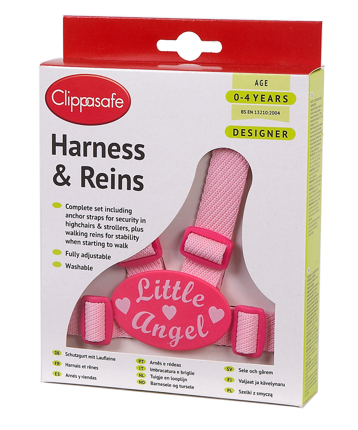 Clippasafe- Designer Little Angel Harness & Reins- Pink