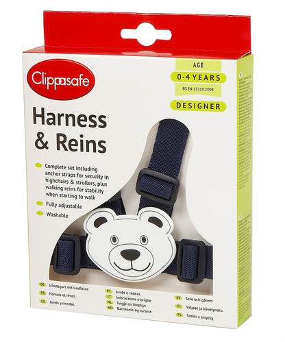 Clippasafe- Designer Teddy  Harness & Reins- Navy