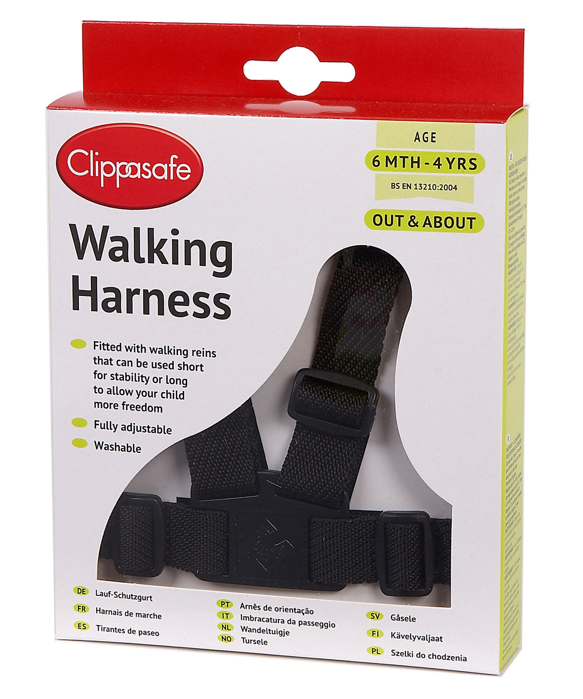 Clippasafe- Adjustable Walking Harness & Reins- Black