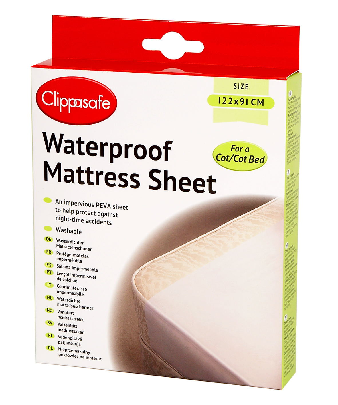 Clippasafe- Durable Waterproof Mattress Sheet  Cot Size - 122X91Cm