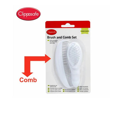 Clippasafe- Baby Brush & Comb Set With  Soft Bristles For Delicate Scalp -White