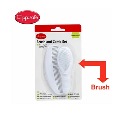 Clippasafe- Baby Brush & Comb Set With  Soft Bristles For Delicate Scalp -White