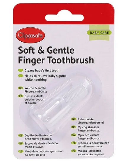 Clippasafe- Finger Tooth Brush With Storage Case- Clear