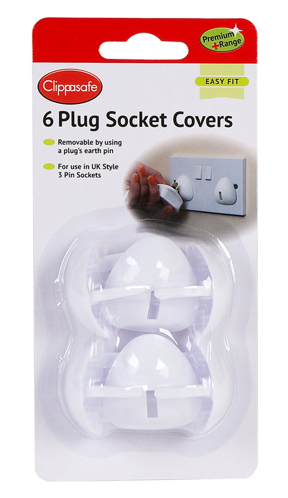 Clippasfe- Uk Style 3 Pin Plug Socket Covers-Pack Of 6- White