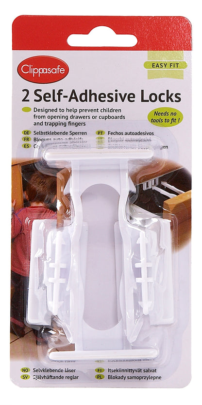 Clippasafe- Self-Adhesive Cupboard & Drawer Locks Pack Of 2 - White