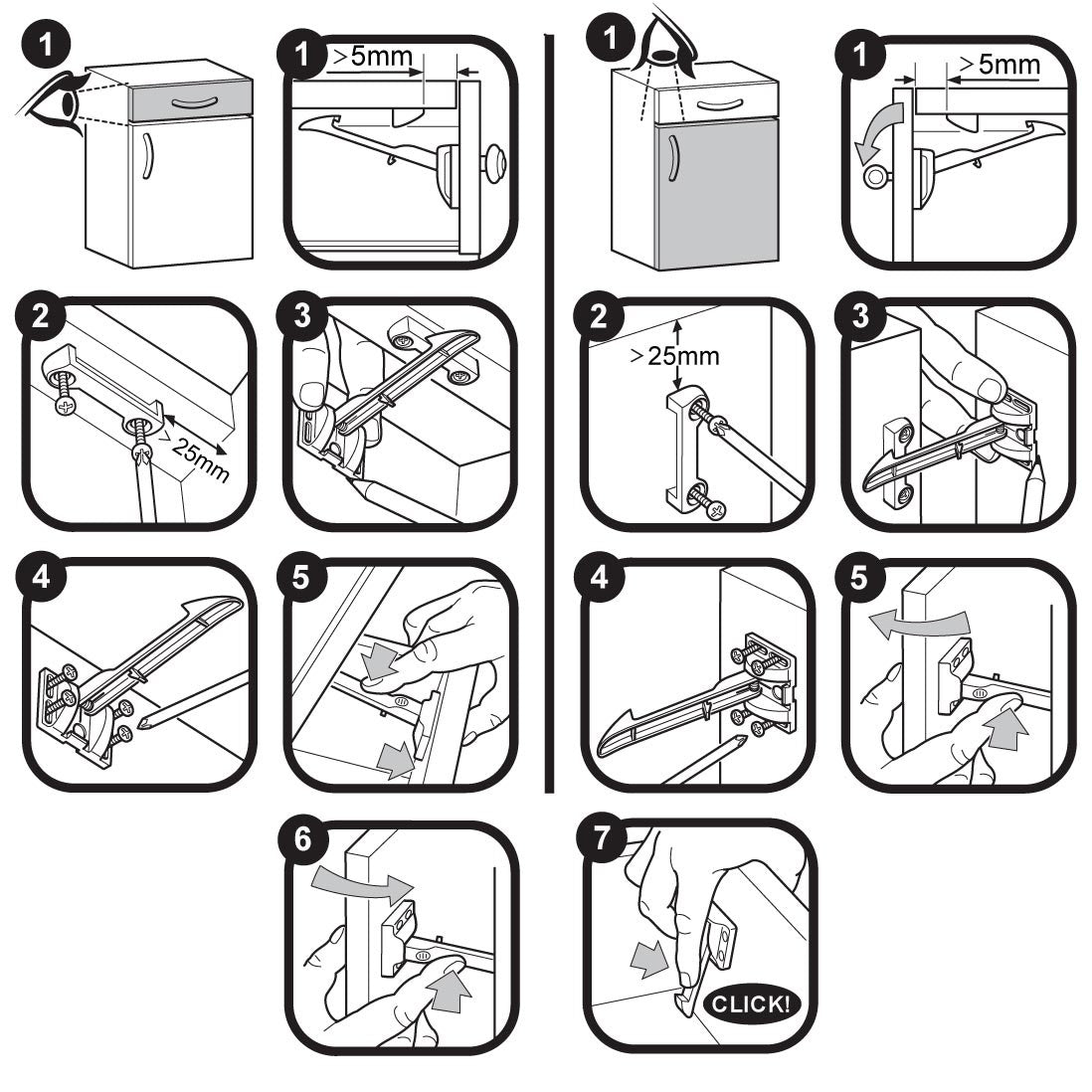 Clippasafe- Drawer & Cupboard Spring Latches Pack Of 2 -White