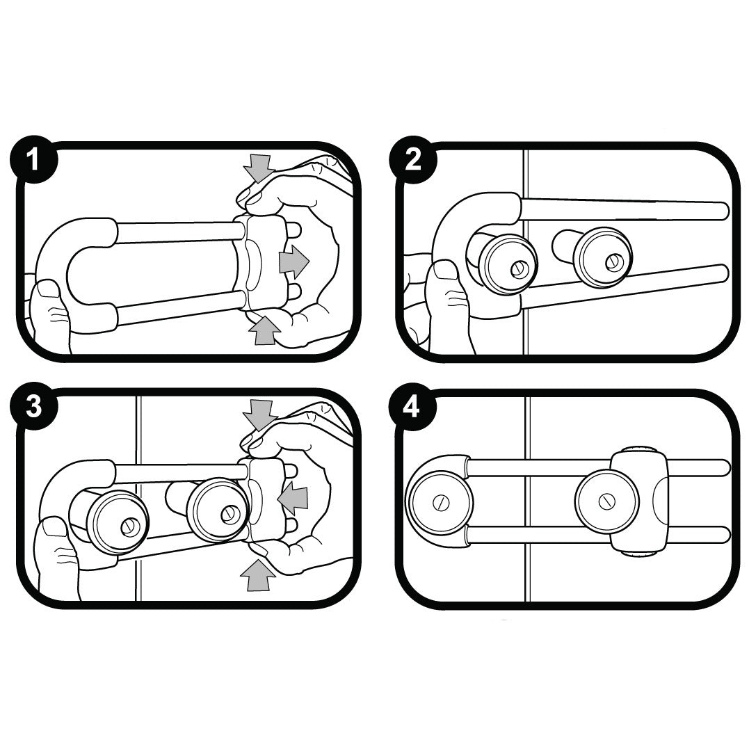 Clippasafe- Self Adhesive Cabinet Slide Lock Easy To Fit -White