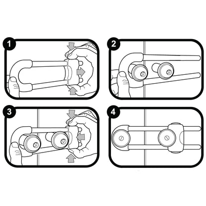 Clippasafe- Self Adhesive Cabinet Slide Lock Easy To Fit -White