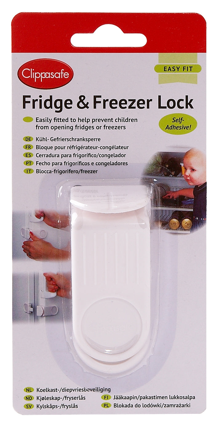 Clippasafe- Fridge & Freezer Lock Easy To Fit Adhesive- White