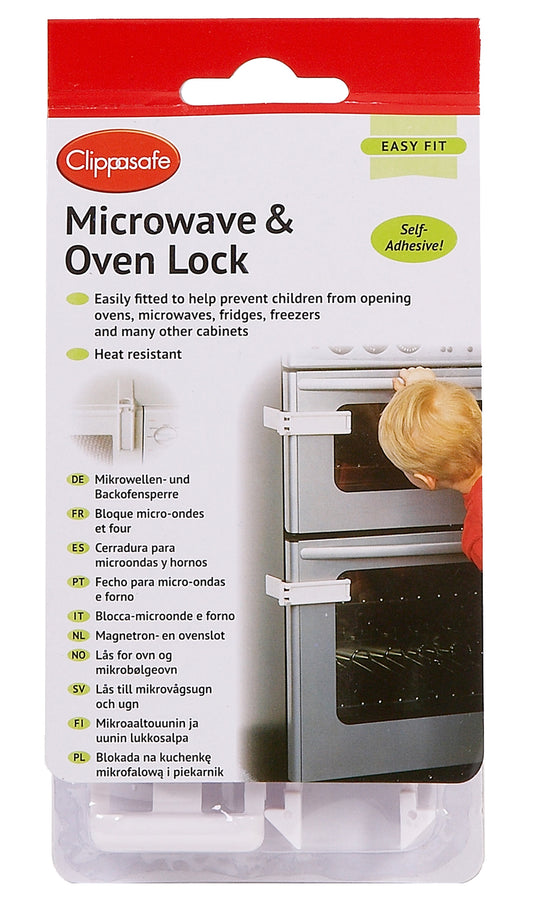 Clippasafe- Self Adhesive Microwave & Oven Lock Heat Resistant- White