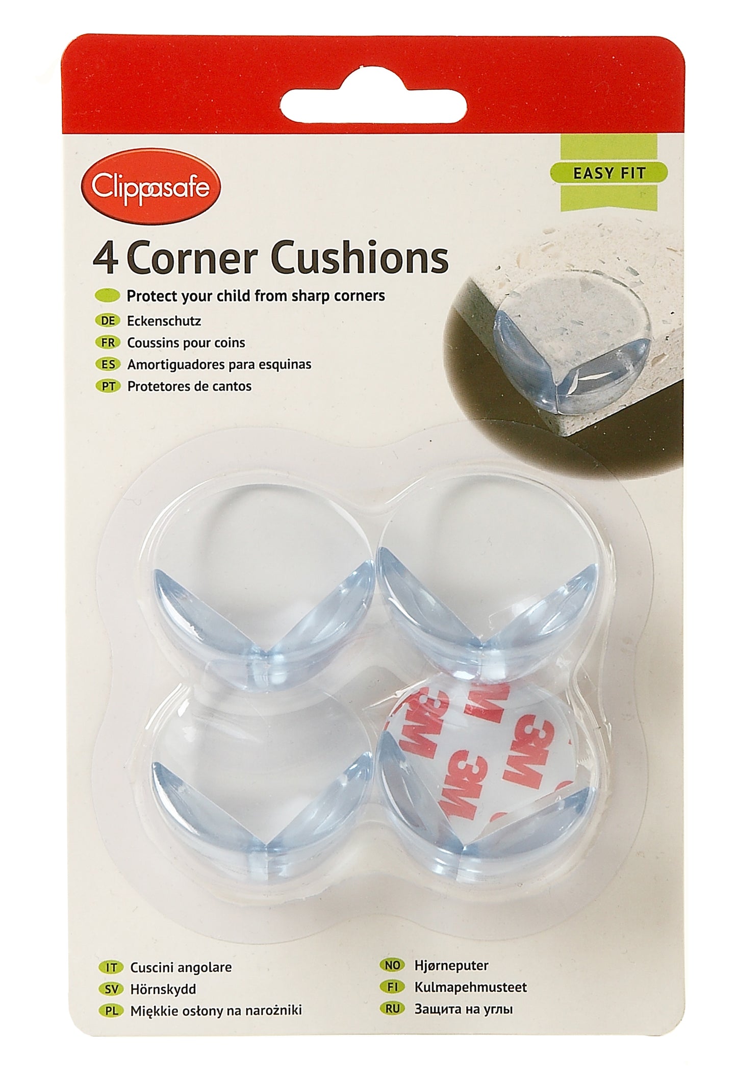 Clippasafe- Corner Cushions Soft Easy To Fit- Pack Of 4- Clear