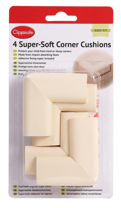 Clippasafe- Super Soft Corner Cushions Self Adhesive & Easy To Fit - Pack Of 4