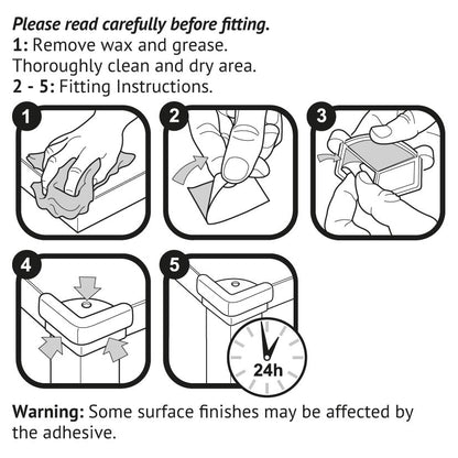 Clippasafe- Corner Cushions For Glass Tops Easy Fit Soft & Resilient - Pack Of 4- Clear