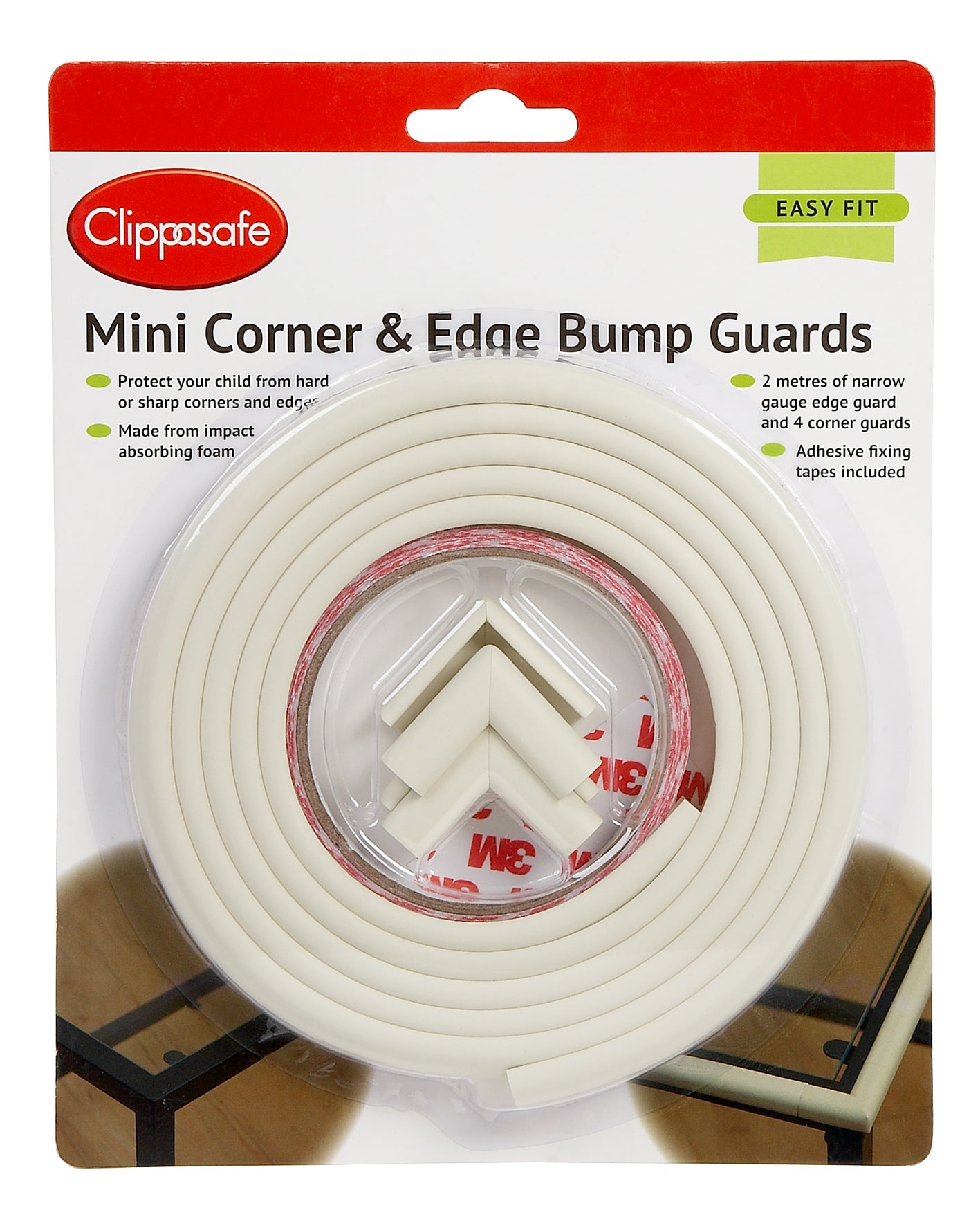 Clippasafe-Self Adhesive Mini Corner & Edge Bump Guards Easy To Fit - Cream