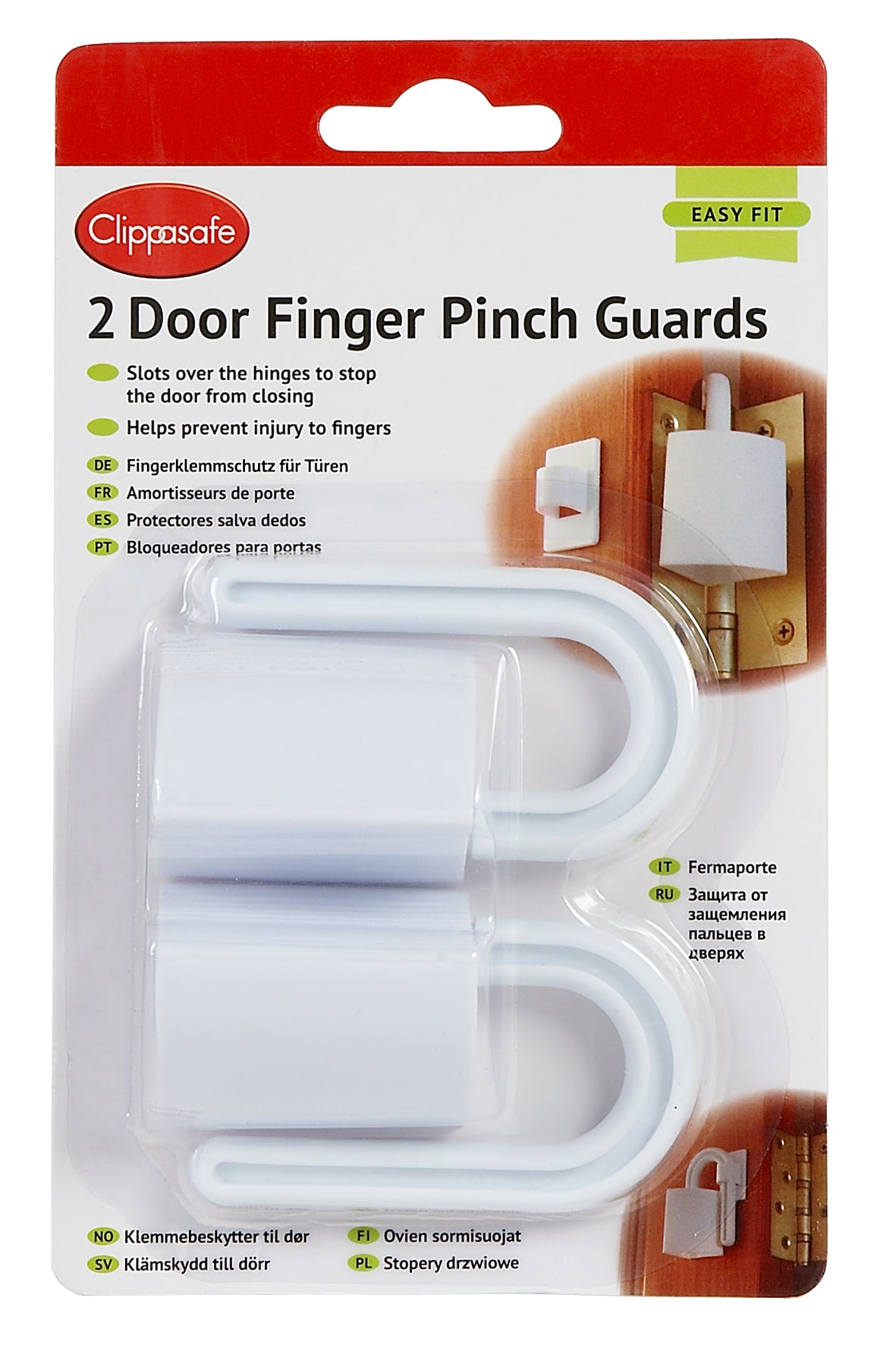 Clippasafe- Door Finger Pinch Guards Prevent Accidental Locking-Pack Of 2- White