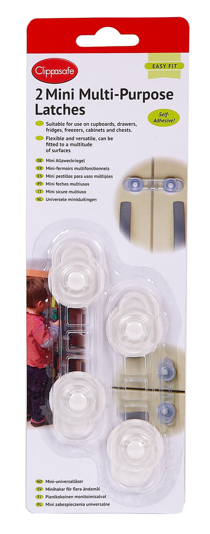 Clippasafe- Mini Multi-Purpose Latches Easy To Fit Self-Adhesive - Pack Of 2