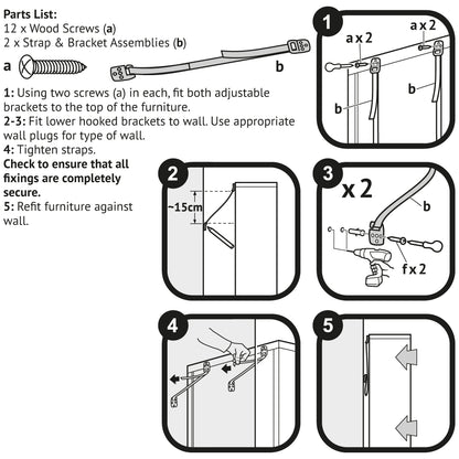 Clippasafe- Anti-Tip Furniture Straps Keeps Furnitures In Place