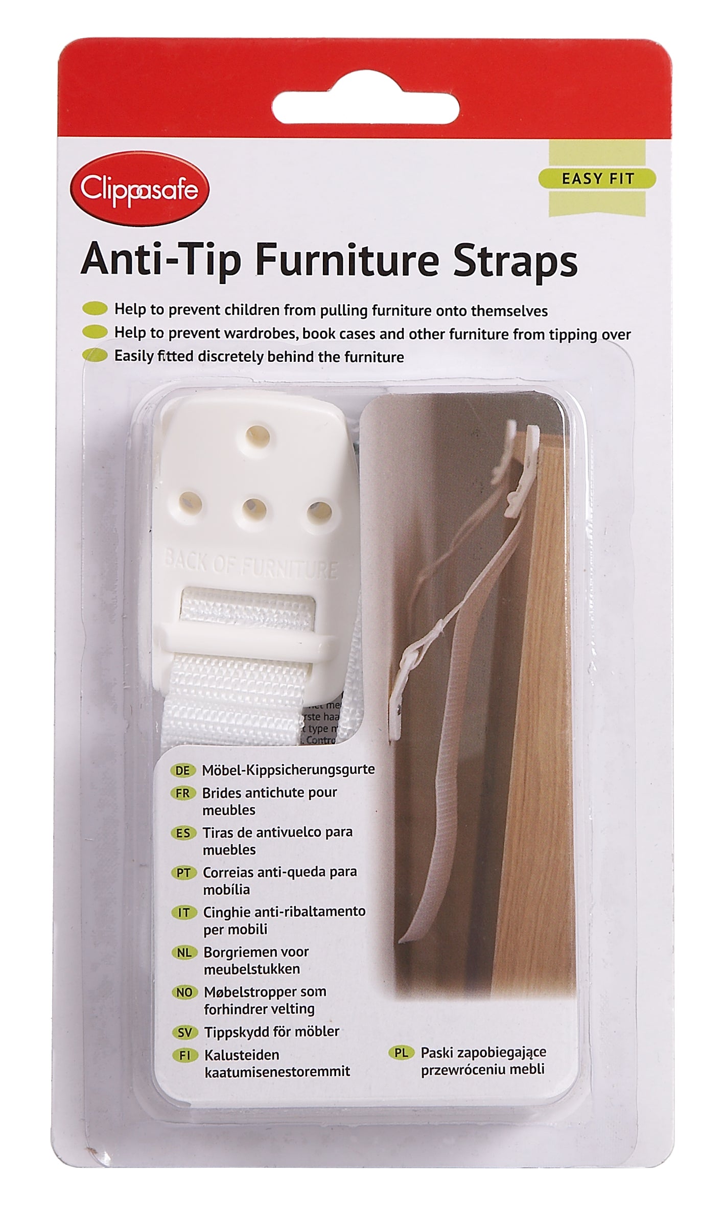 Clippasafe- Anti-Tip Furniture Straps Keeps Furnitures In Place