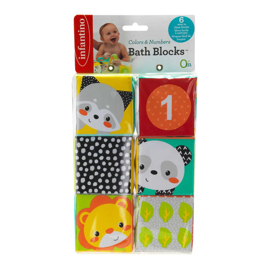 Infantino- Colors & Numbers Bath Blocks 3 Pcs- Multicolor