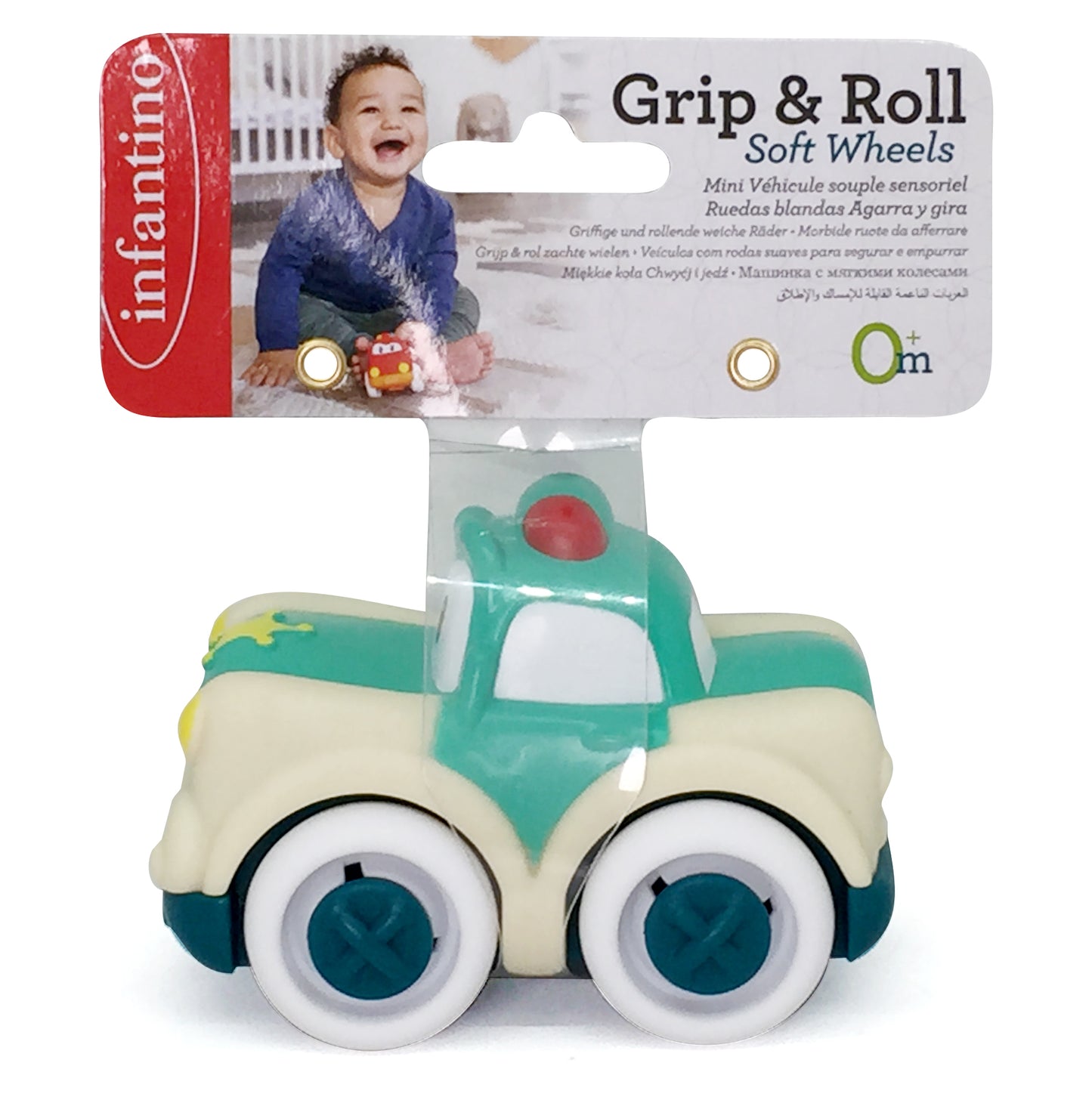 Infantino- Grap & Roll Soft Wheels - Police Car-Multicolor