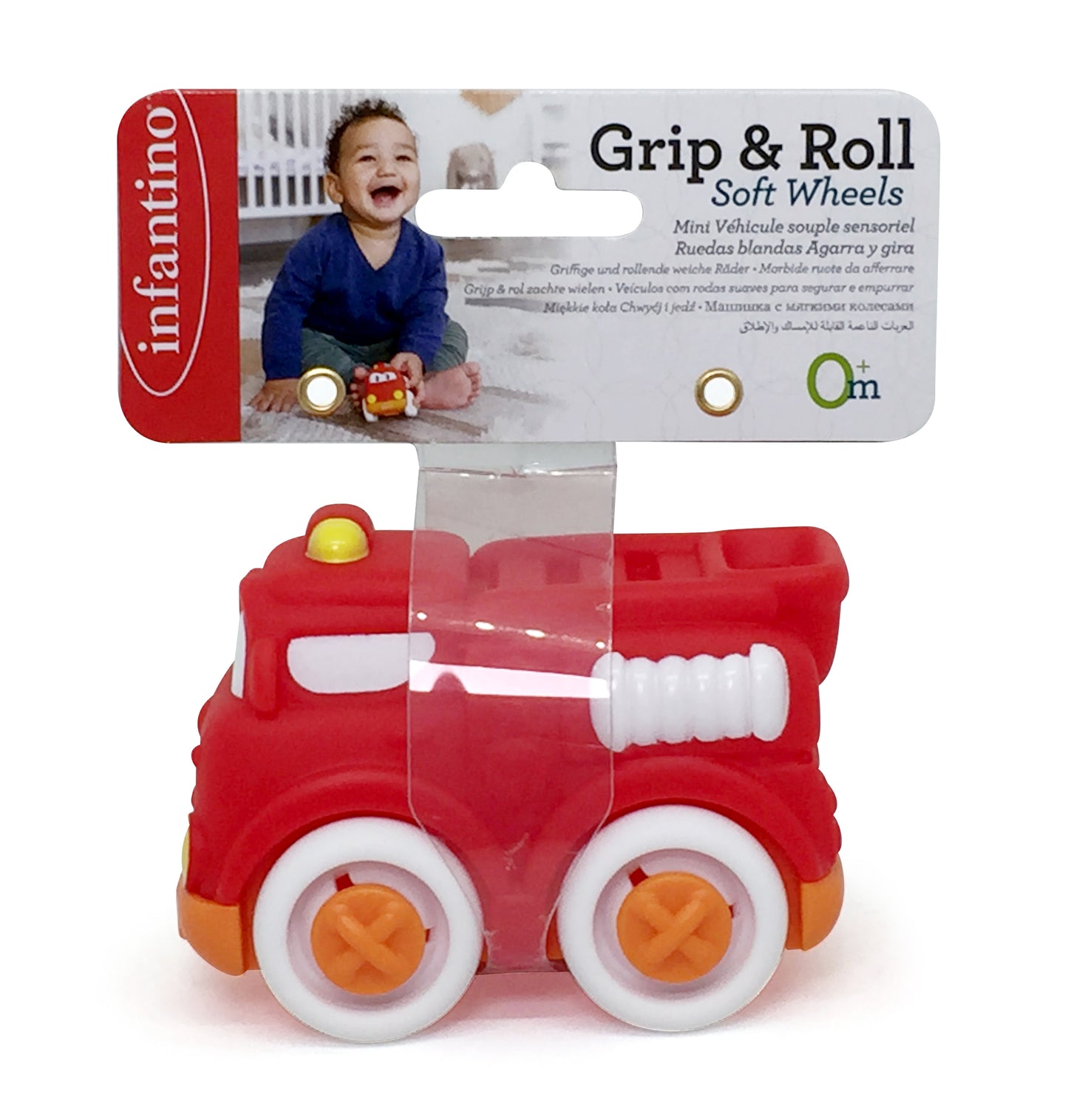 Infantino- Grap & Roll Soft Wheels - Fire Engine-Multicolor