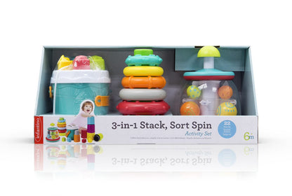 Infantino- 3-In-1 Stack, Sort Spin Activity Set -Multicolor