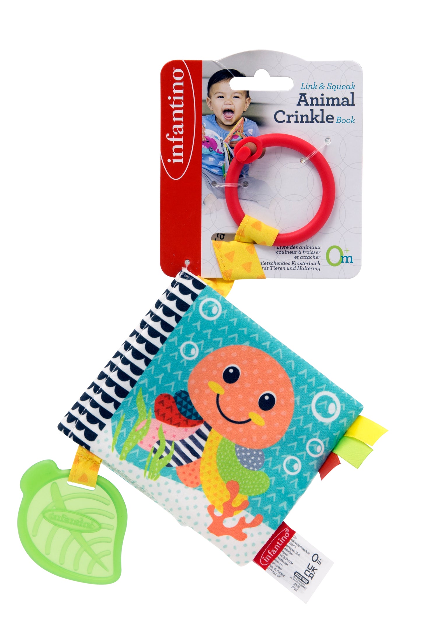 Infantino- Link & Squeak Animal Crinkle Book-Multicolor