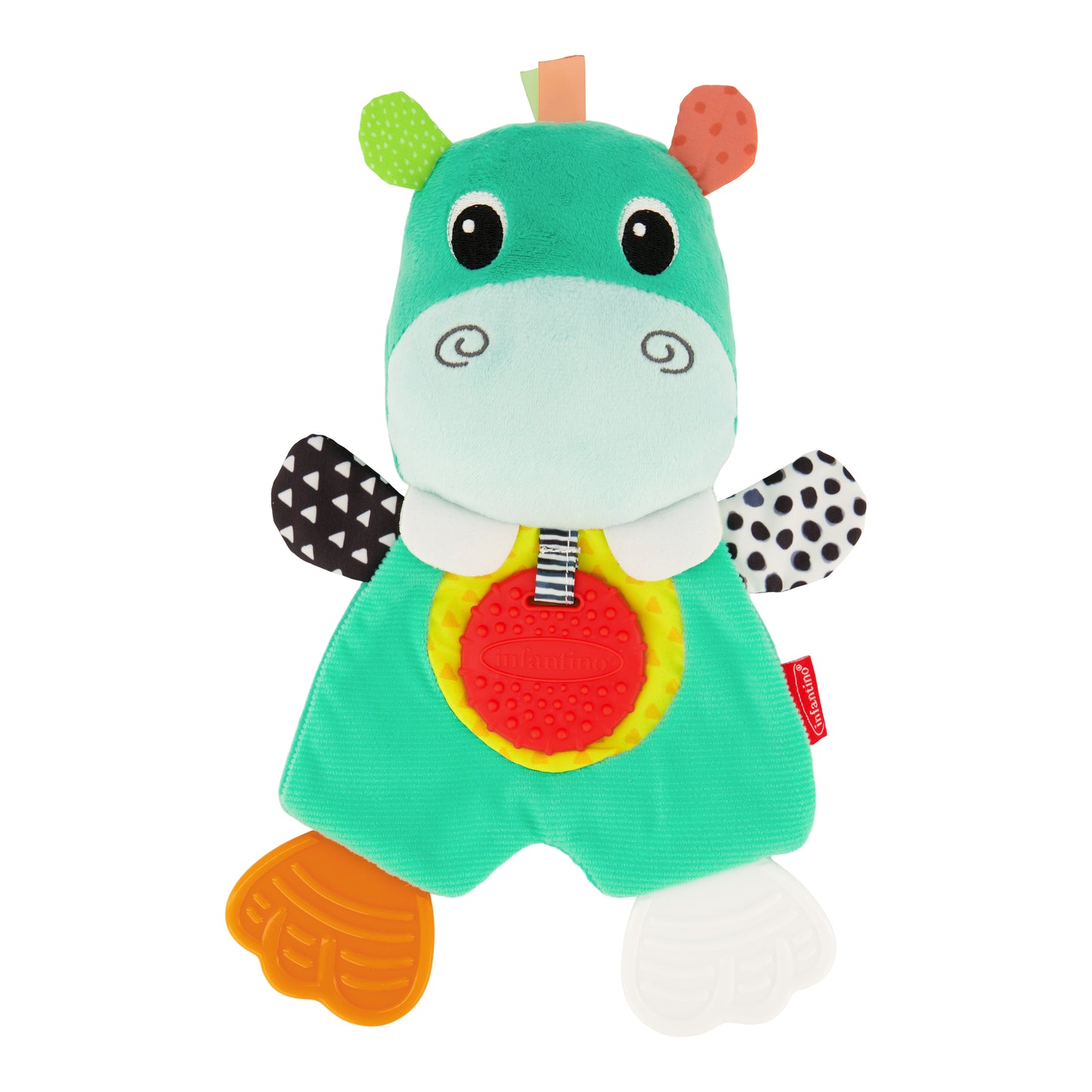 Infantino- Cuddly Teether - Hippo-Multicolor