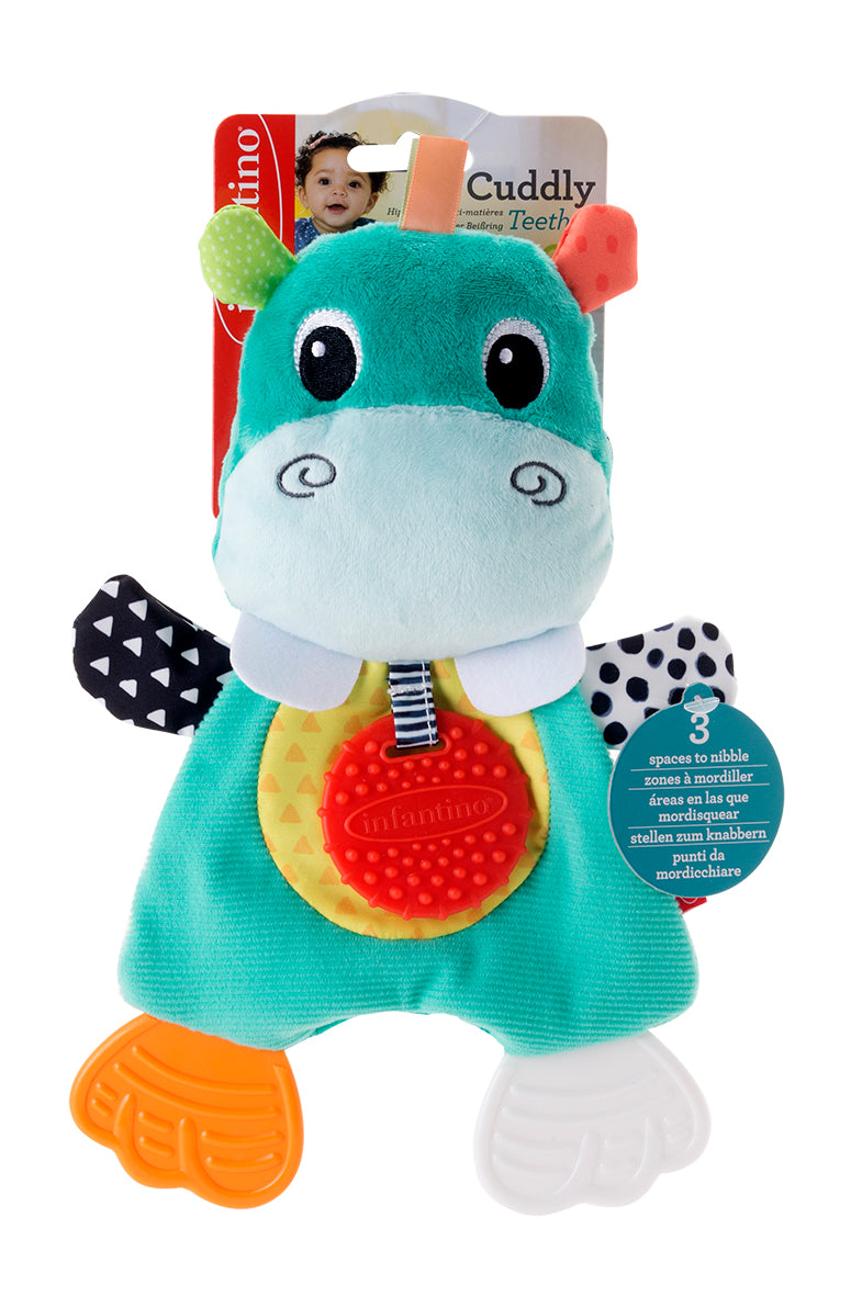 Infantino- Cuddly Teether - Hippo-Multicolor