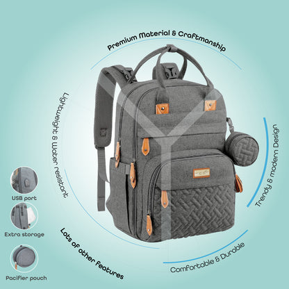 Moon - Karyme - Diaper Back Packwith Pacifier  - Grey