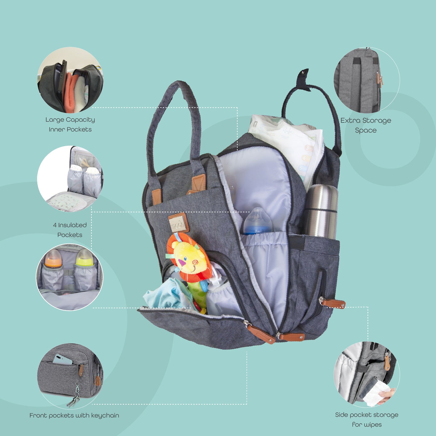 Moon - Karyme - Diaper Back Pack -  - Grey