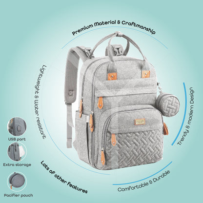 Moon - Karyme - Diaper Back Pack With Pacifier  - Grey