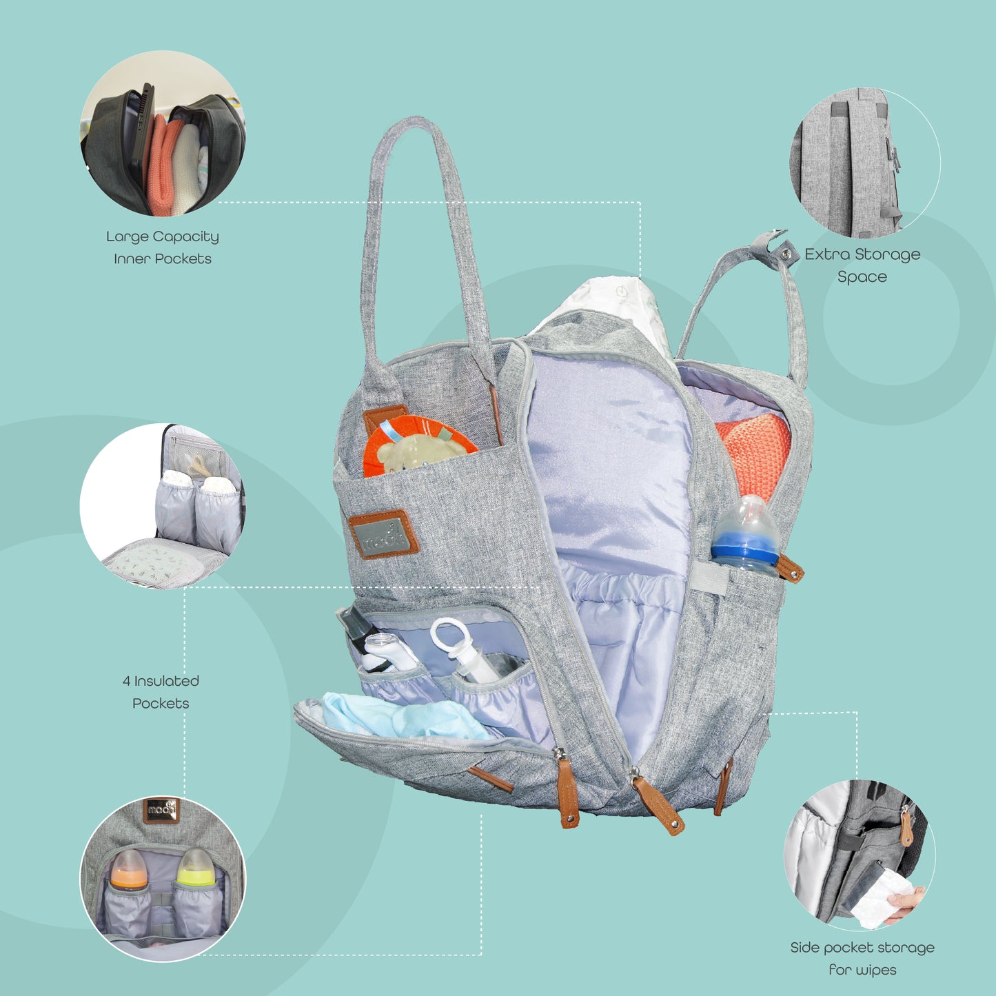 Moon - Karyme -Diaper Back Pack- Grey