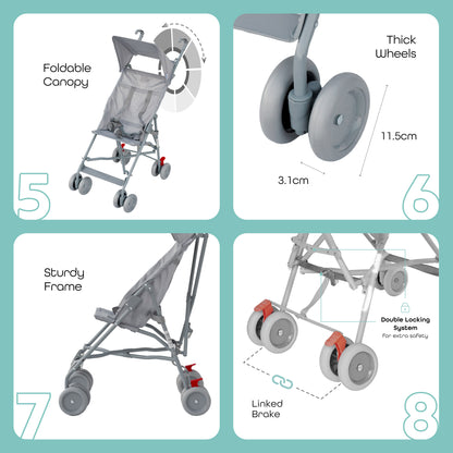 Moon -  Jet Ultra Light Weight Fold Buggy  - Grey